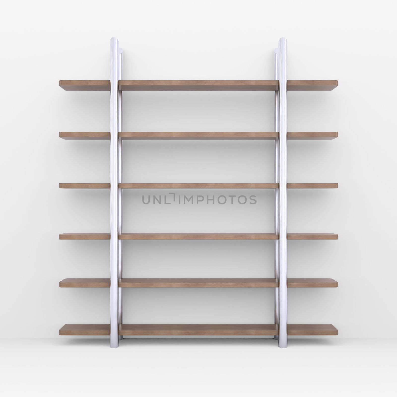 Wooden shelves with metal stands by cherezoff