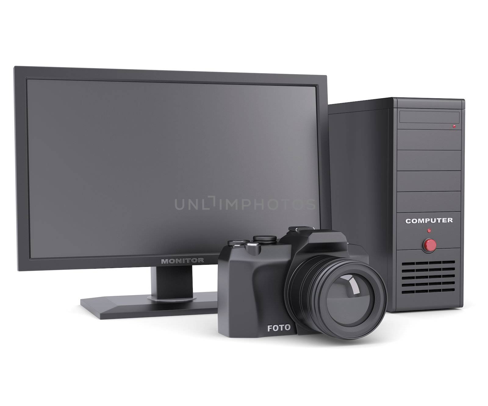 The system unit, monitor and camera by cherezoff