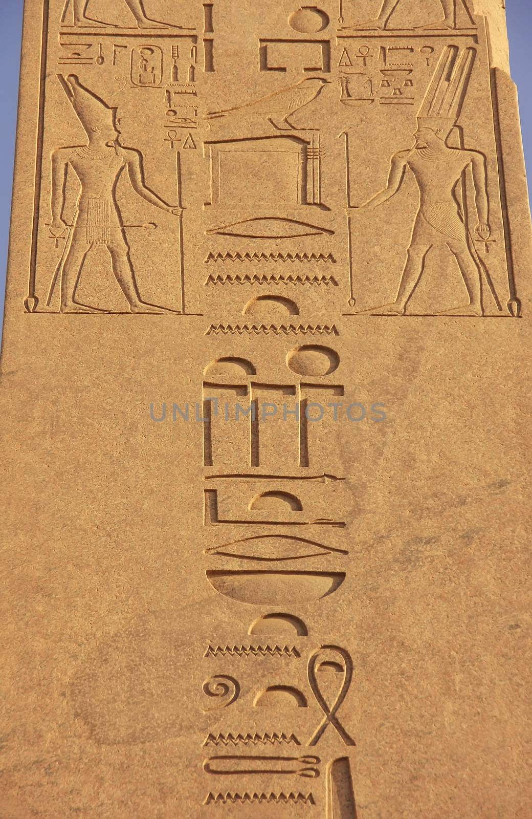 Ancient hieroglyphics on the walls of Karnak temple complex, Luxor, Egypt