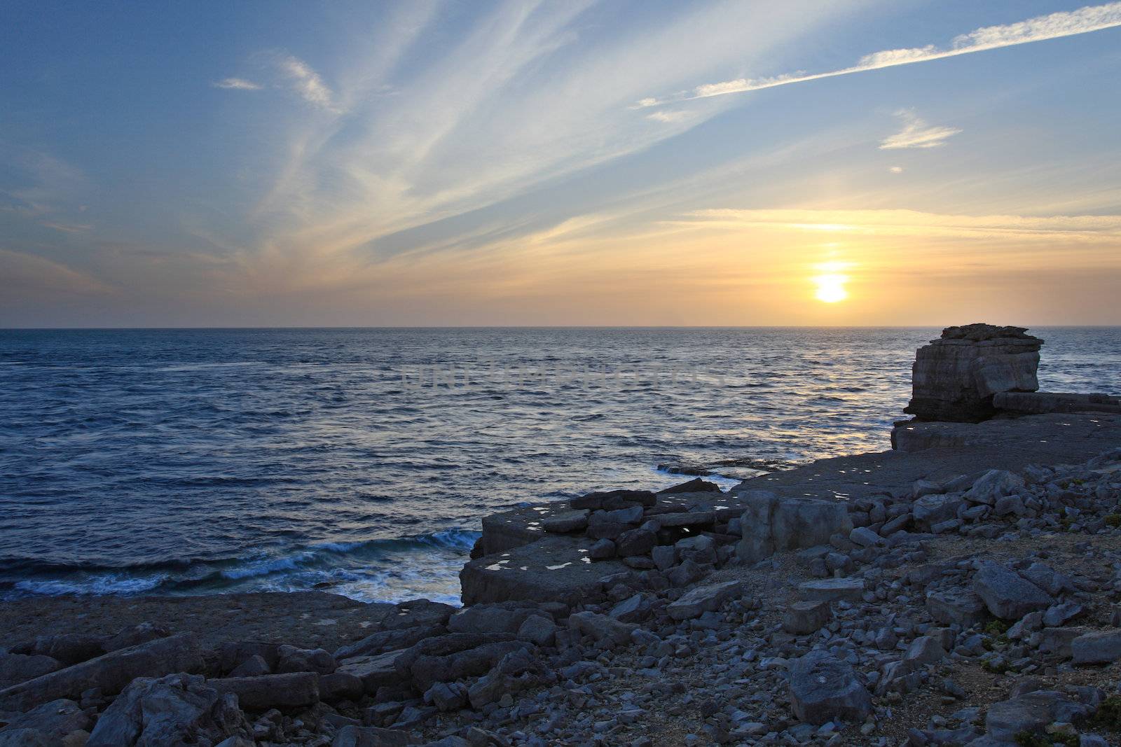 Sunset over Pulpit Rock on Portland Dorset