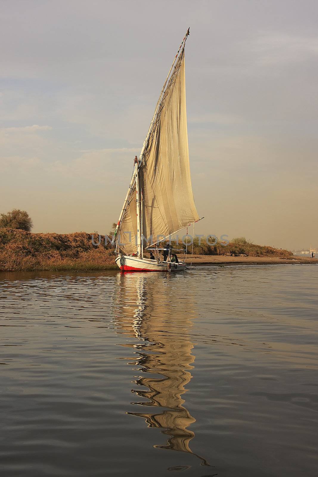 Felucca boats sailing on the Nile river, Luxor, Egypt