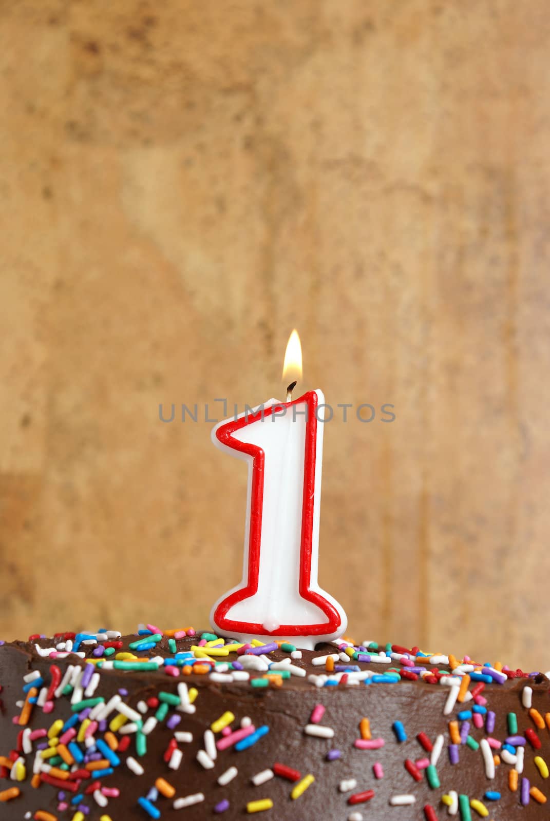 A number candle is lit in celebration of the first year.