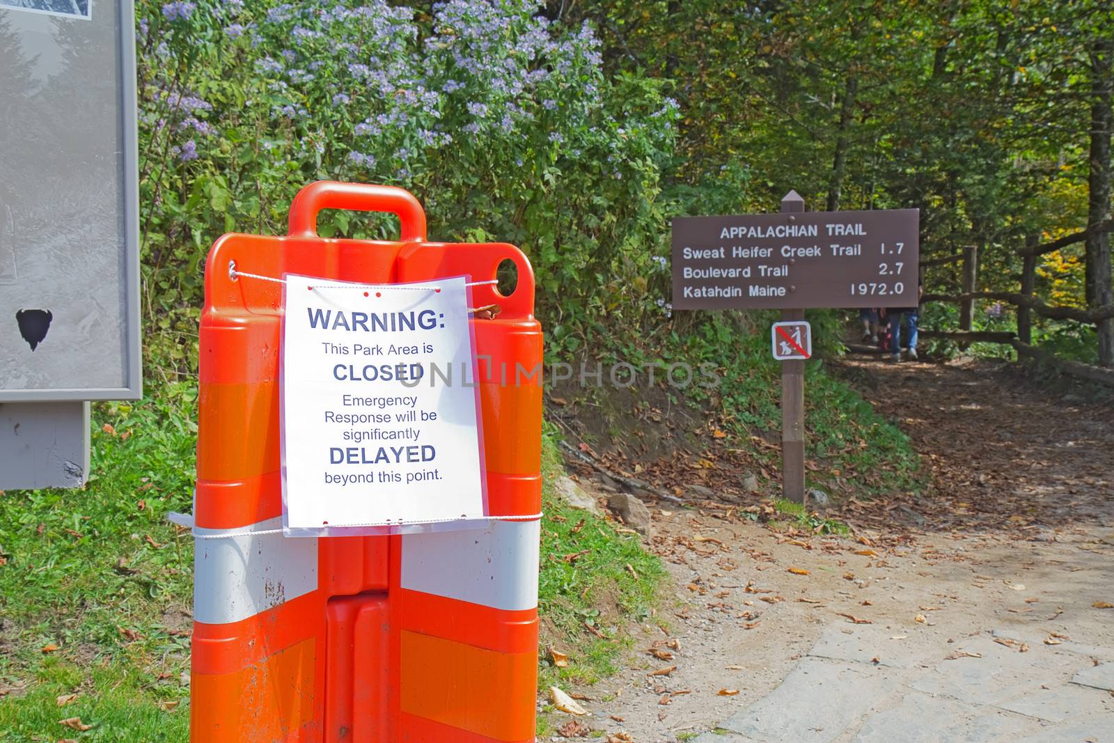 Barricades close the Appalachian Trail in Great Smoky Mountains  by sgoodwin4813