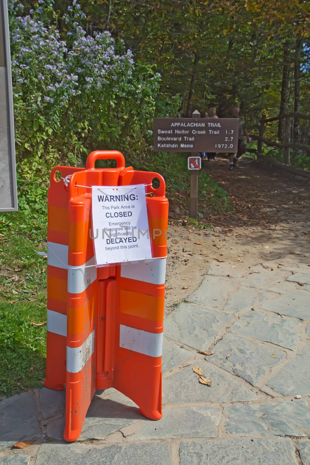 Barricades close the Appalachian Trail in Great Smoky Mountains  by sgoodwin4813