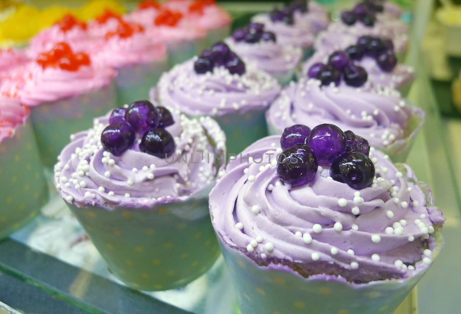 Close up cup cake with topping decoration