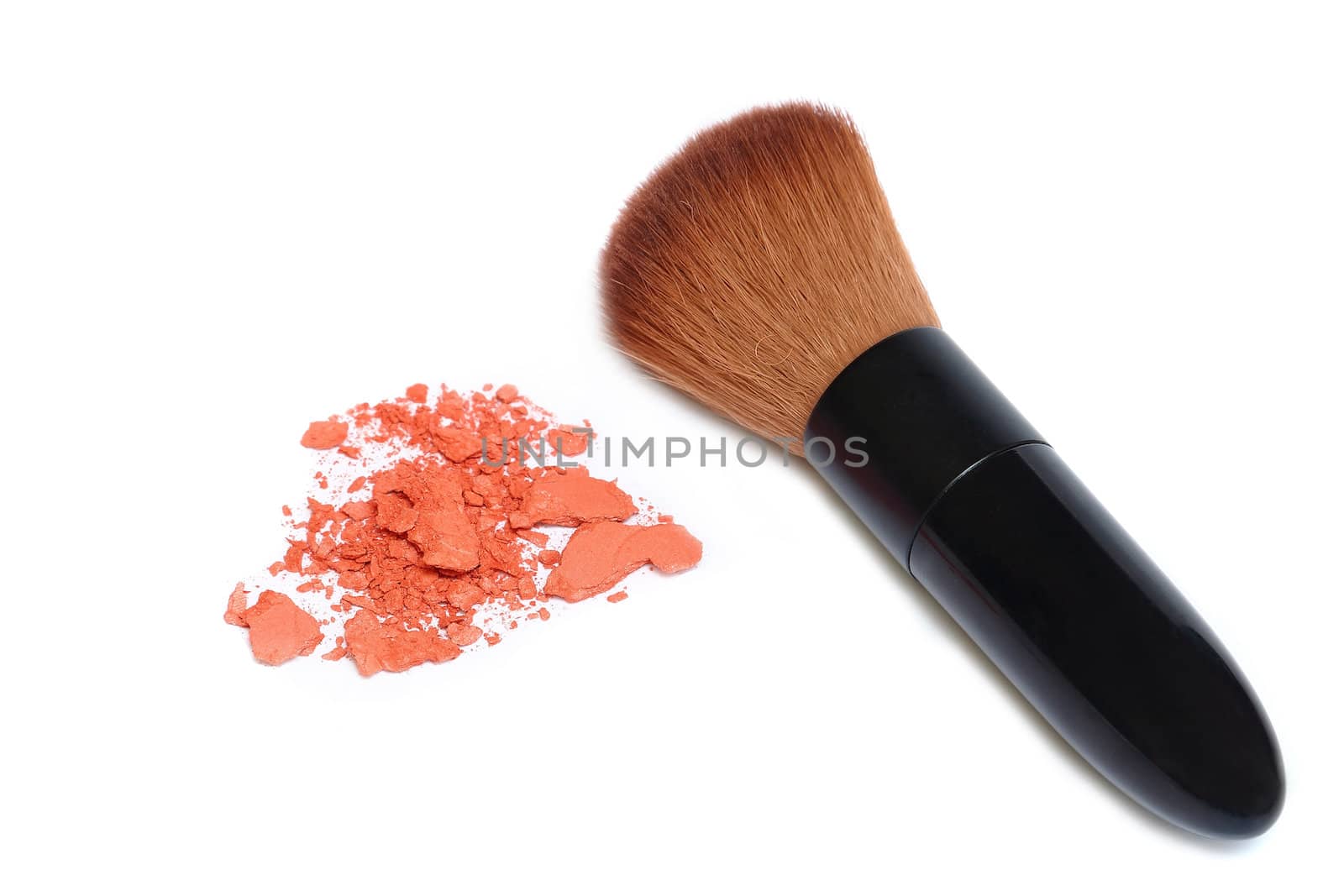 Make up brush and brush on isolated on white background