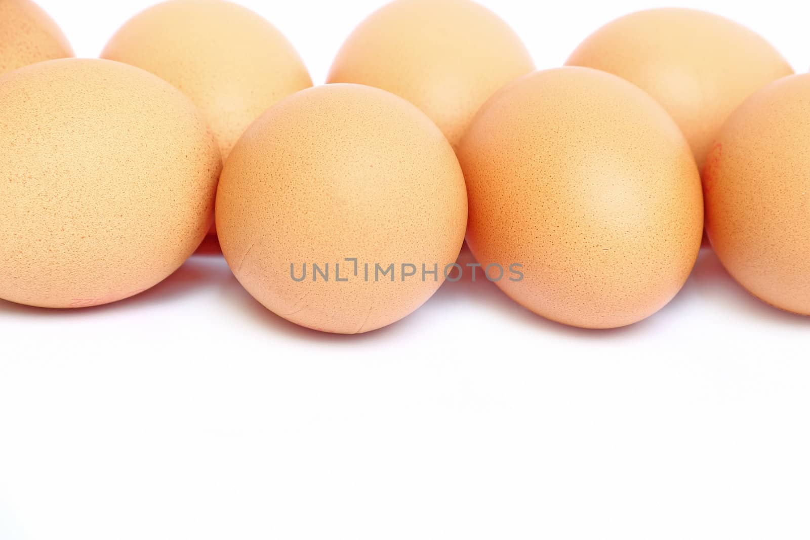 Close up eggs isolated on white by molly70photo