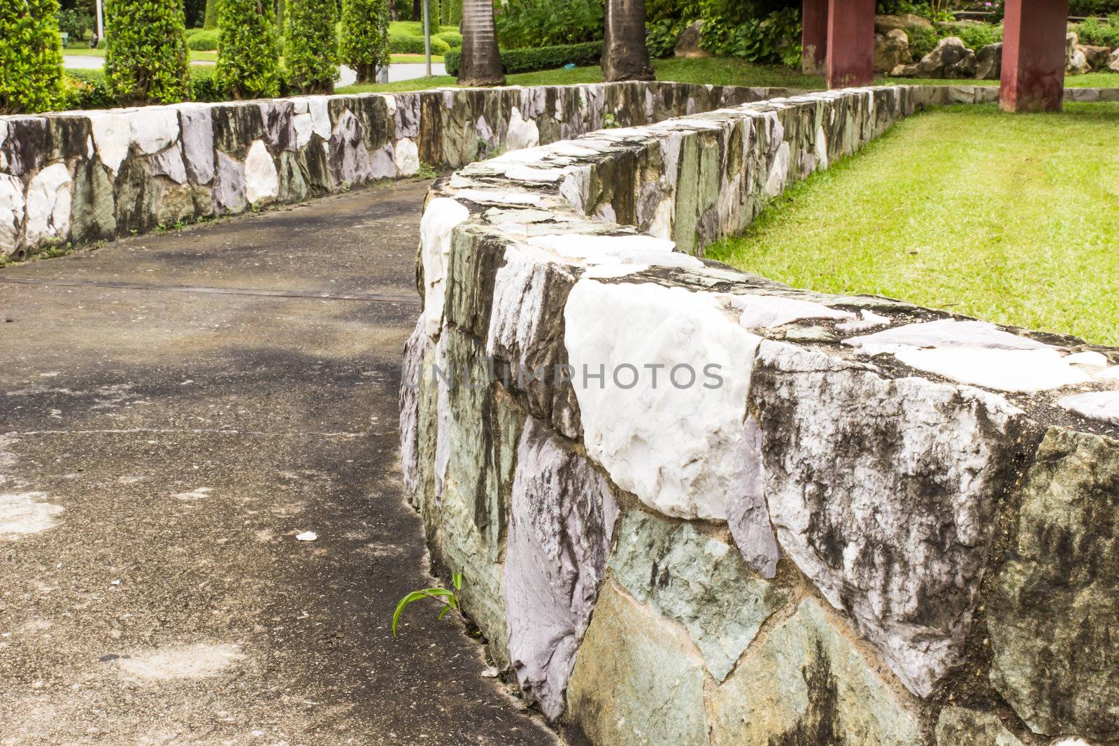 Retaining wall  in garden. by photo2life