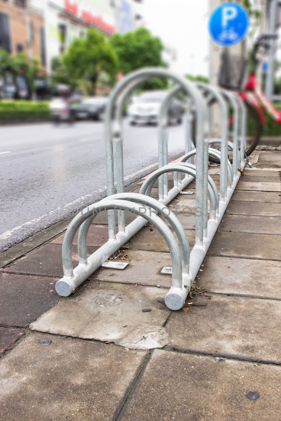 Bike Parking Rack ,Photo of a bicycle parking rack in Bangkok Th by photo2life