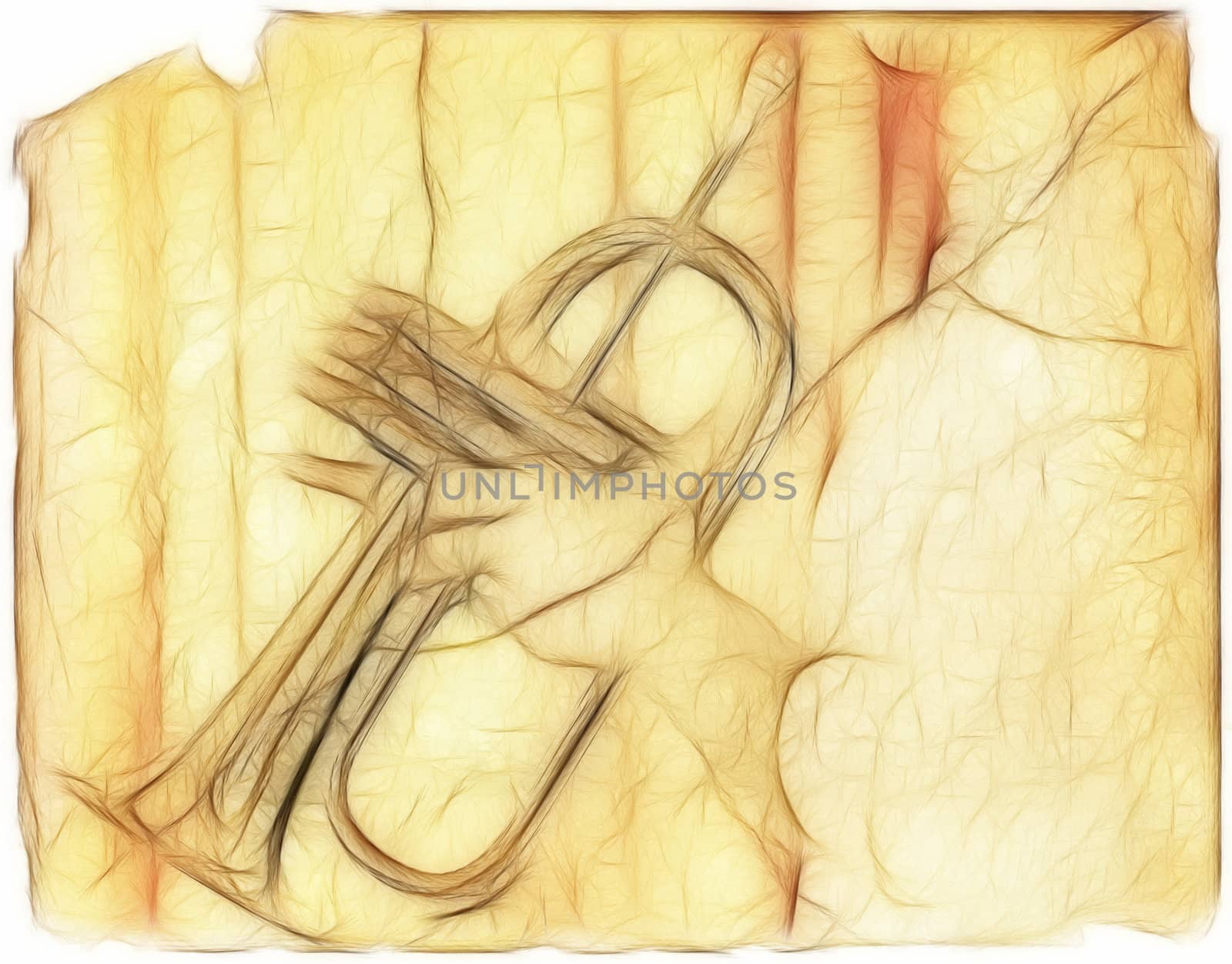 Image of the music background with trumpeter in grunge style