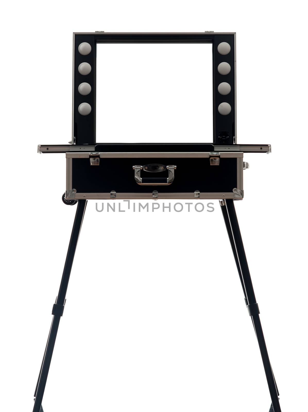one  make up artist suitcase  in silhouette  on white background