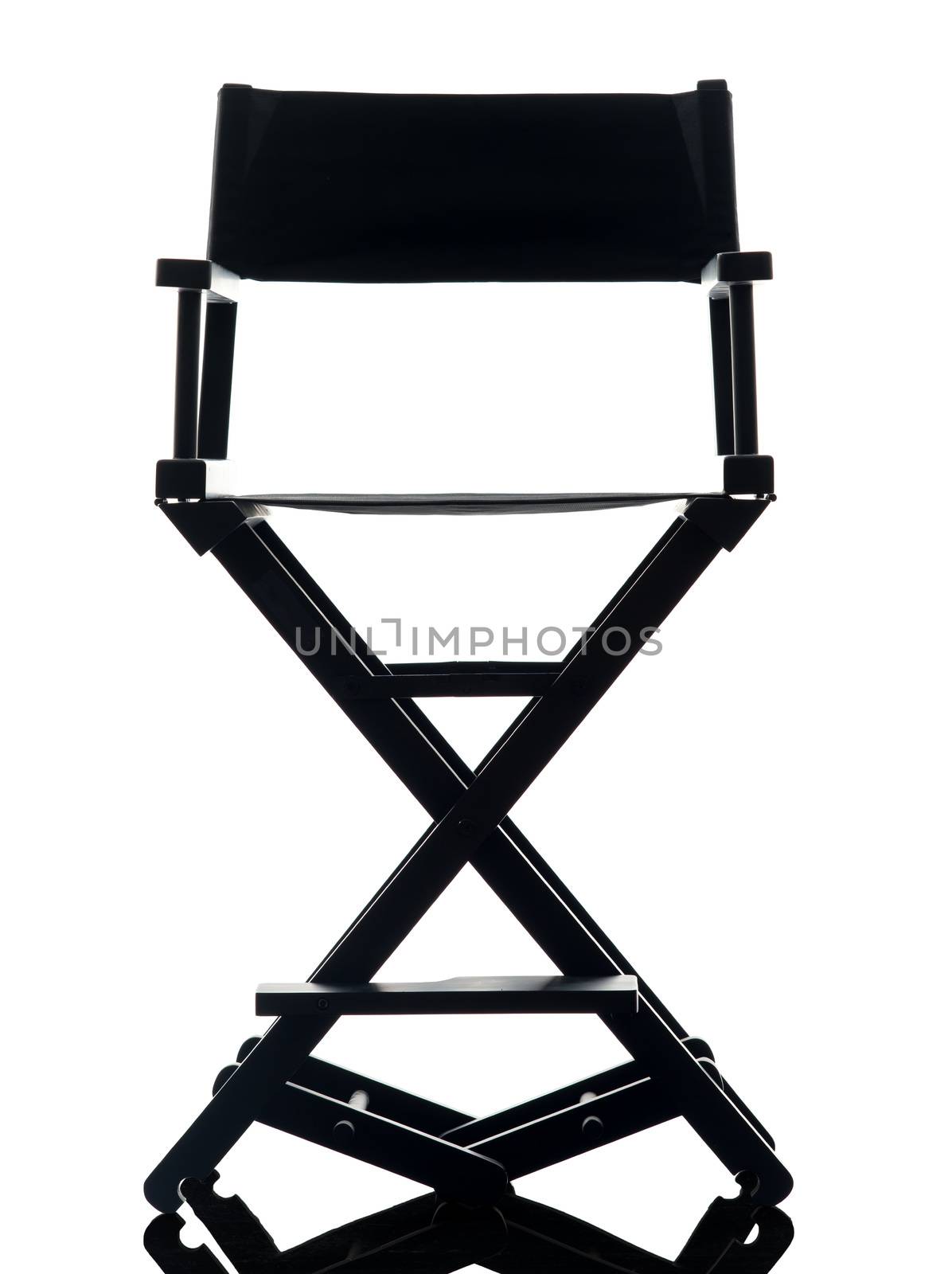 one director chair  in silhouette  on white background
