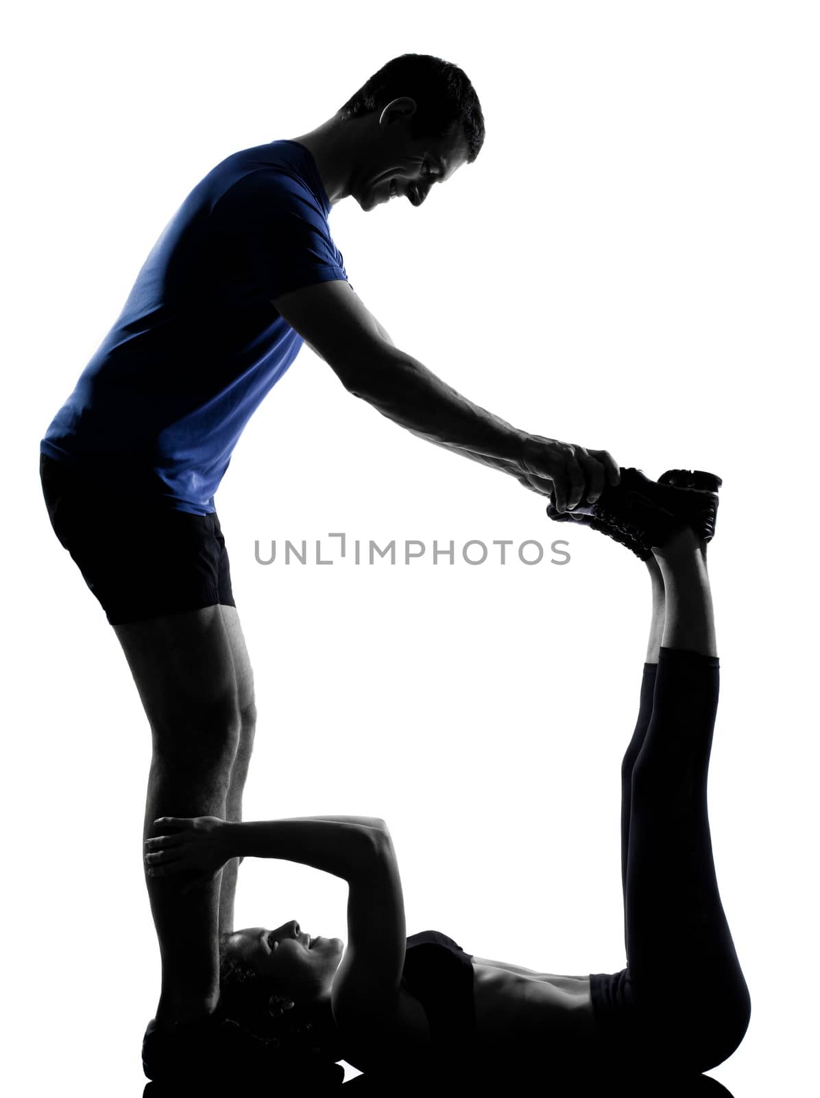 couple woman man exercising workout  by PIXSTILL