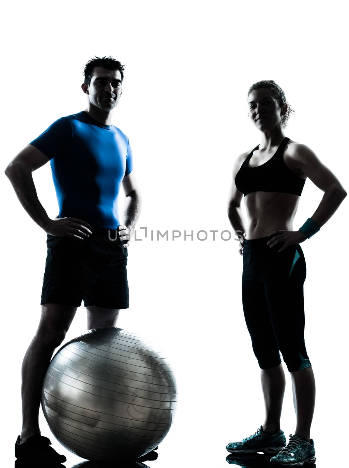 man woman exercising workout fitness ball by PIXSTILL