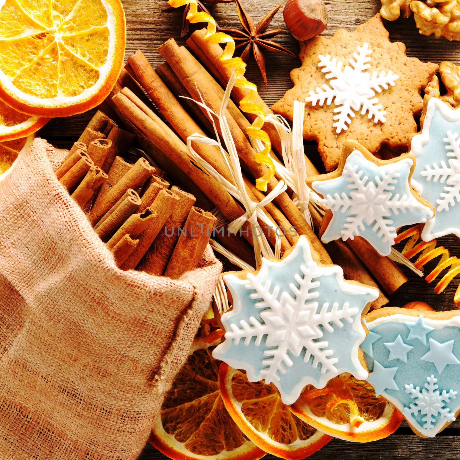 Christmas homemade gingerbread cookie and spices by haveseen