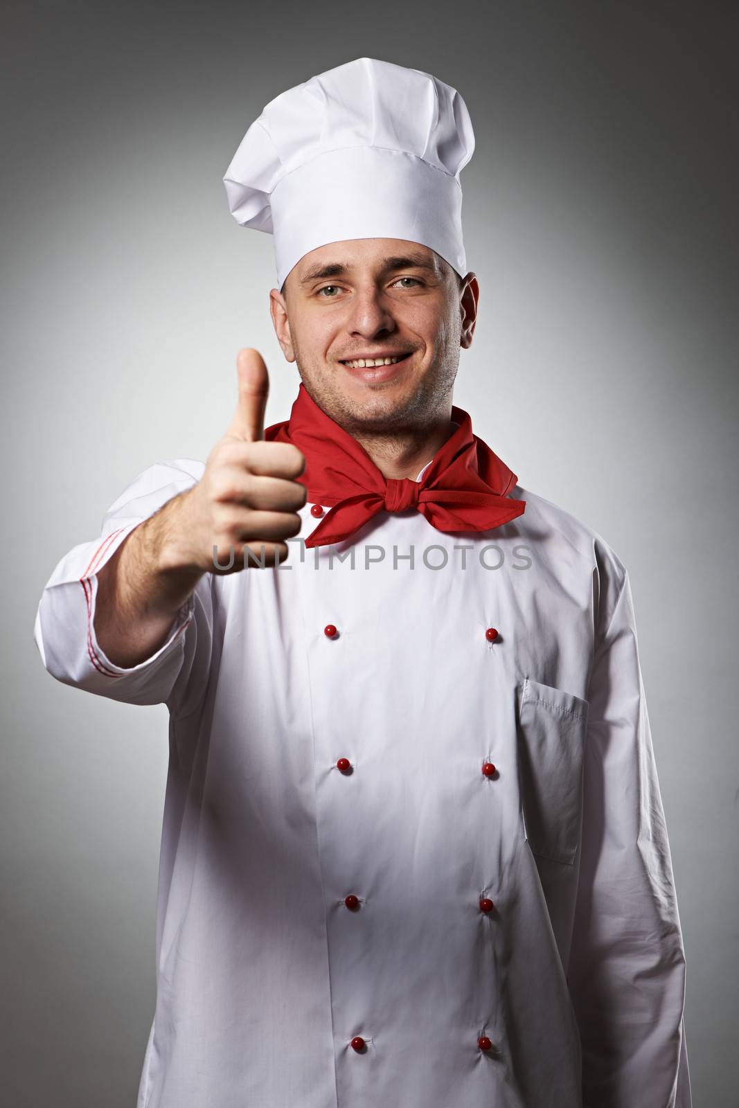 Male chef with thumb up portrait by haveseen