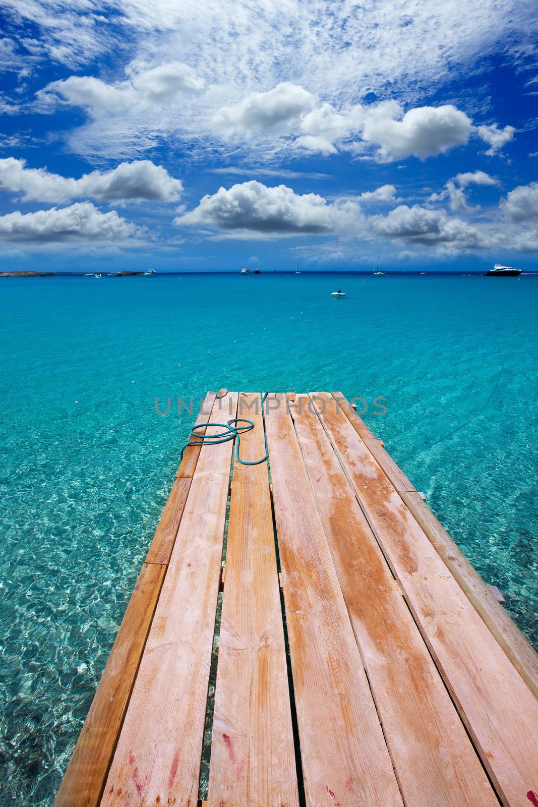 Formentera Ses Illetes beach pier Illetas and Ibiza by lunamarina