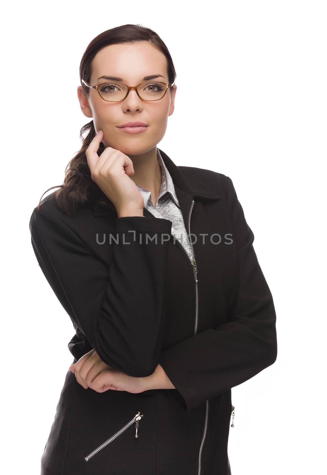 Professional Mixed Race Businesswoman Isolated on White by Feverpitched