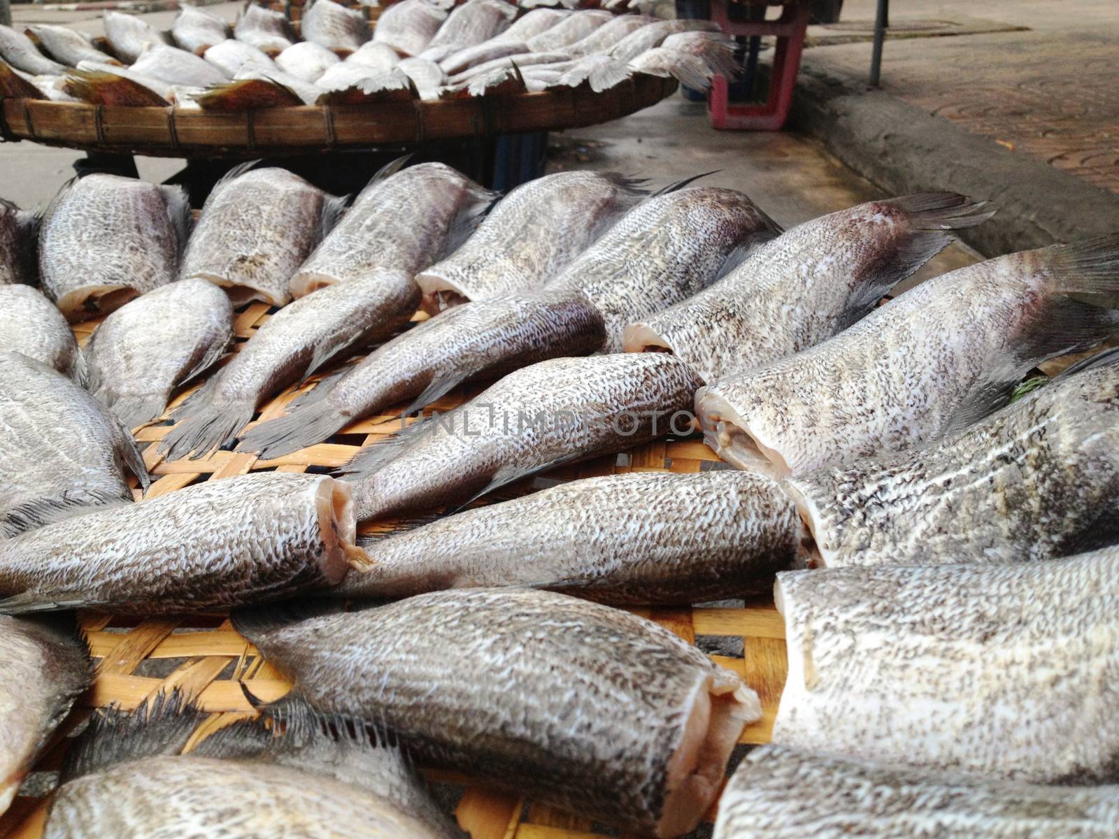 drying snakeskin gourami fishes