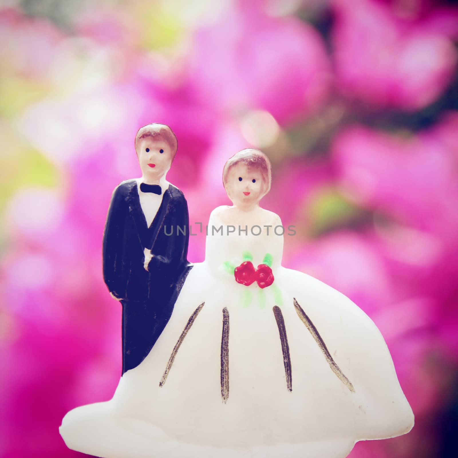 wedding couple doll with retro filter effect by nuchylee