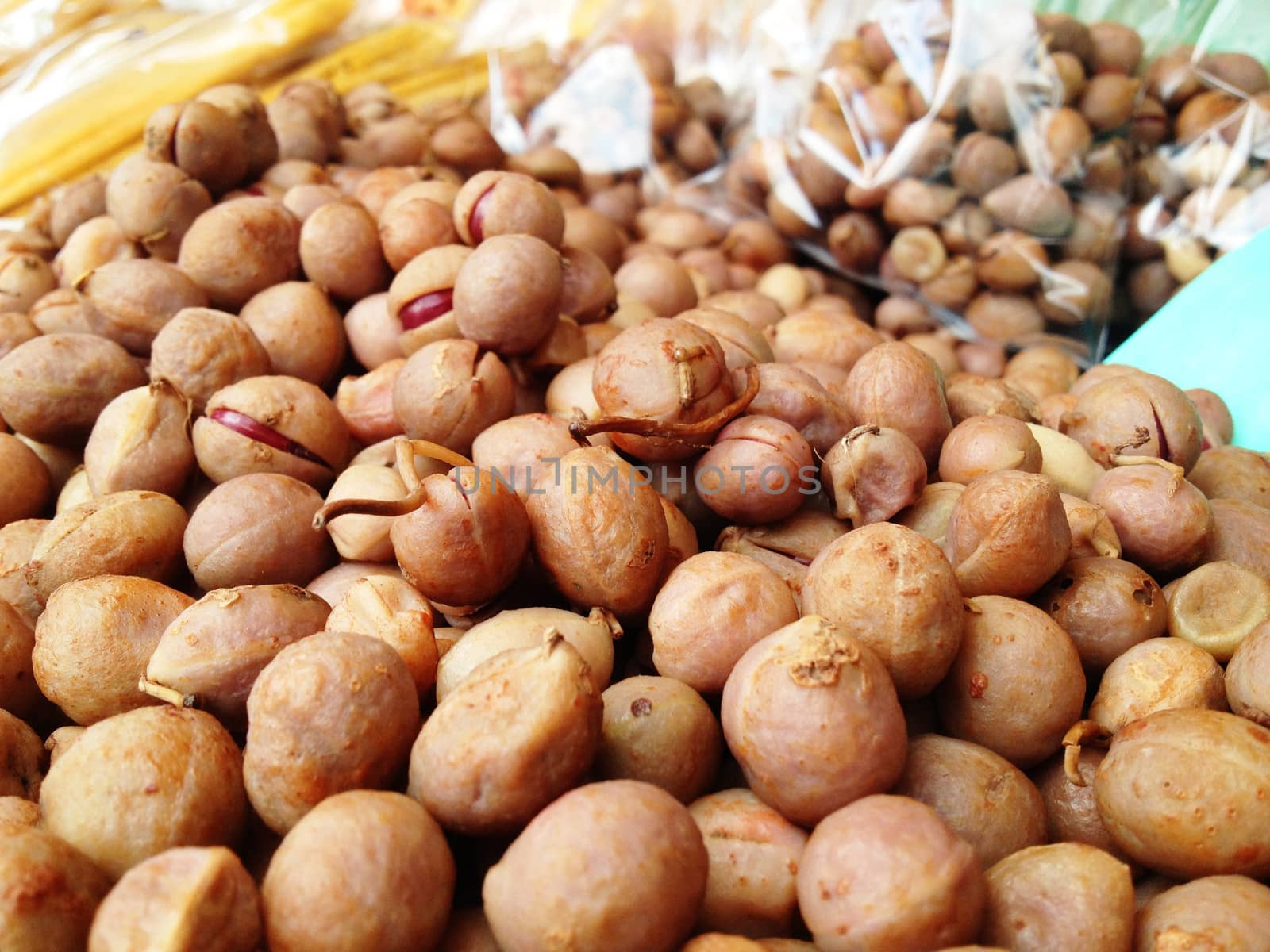 Boiled Bambara Groundnut, a kind of Thai sweetmeat, is a popular form of street food in Thailand
