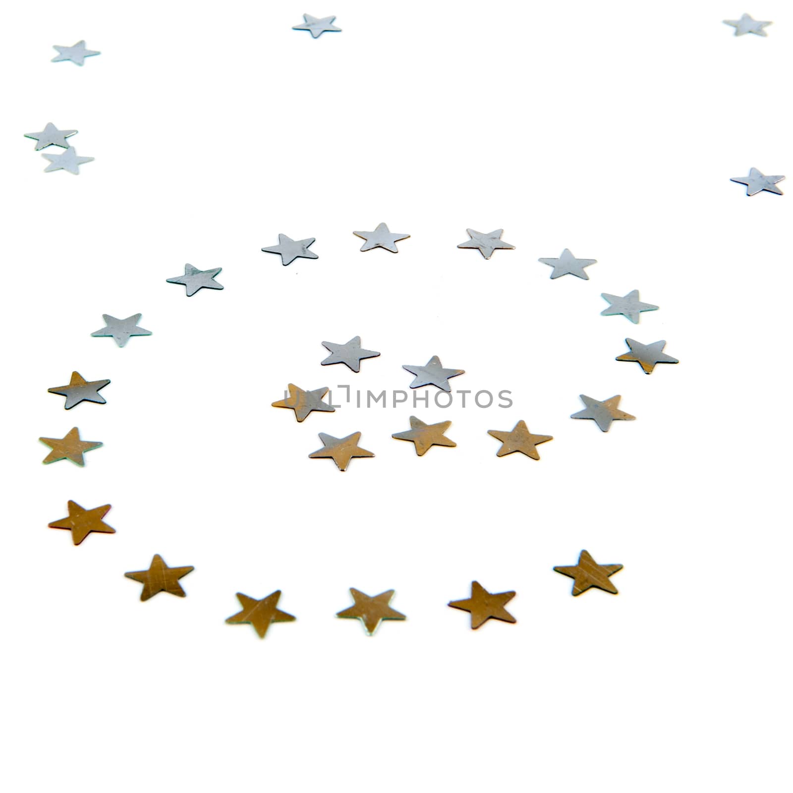 a gold and silver atpersand made of stars on a white background