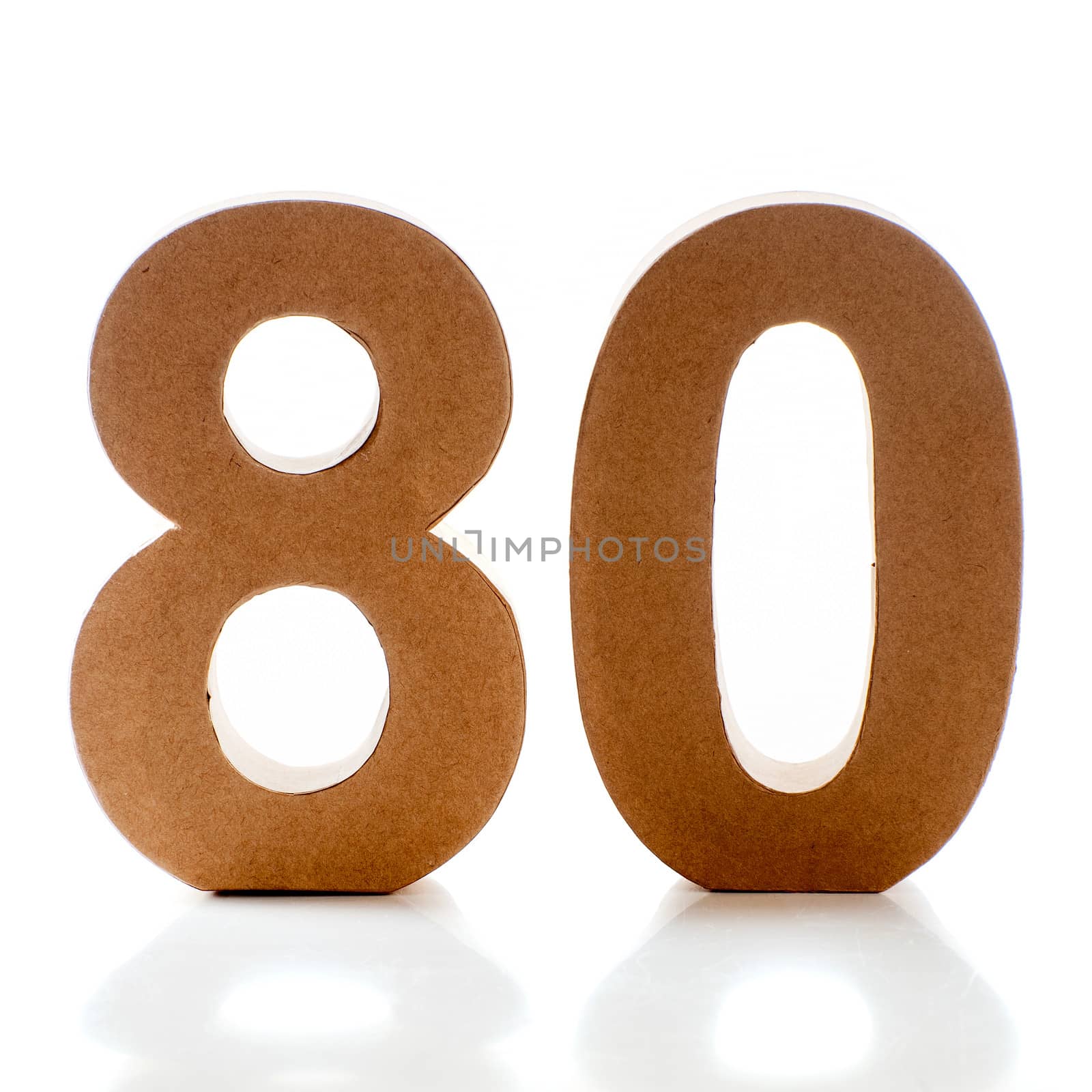 Number Eighty on a white background