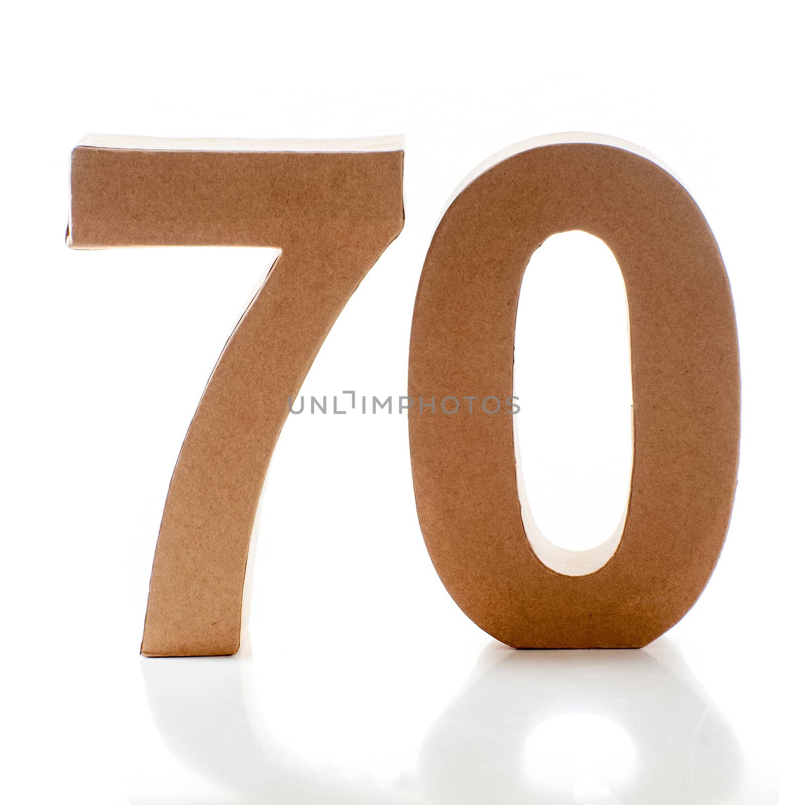 Number Seventy on a white background