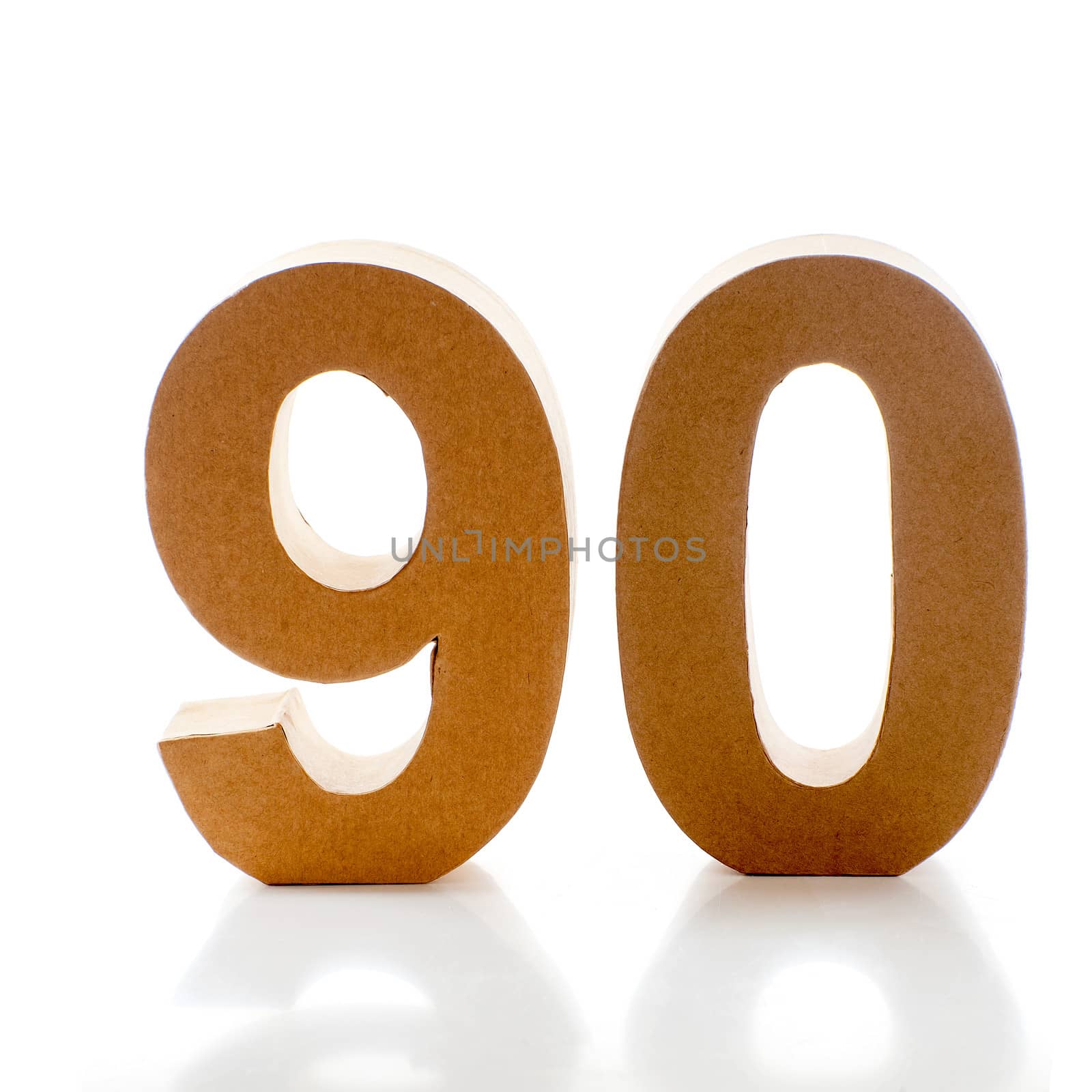 Number ninety on a white background