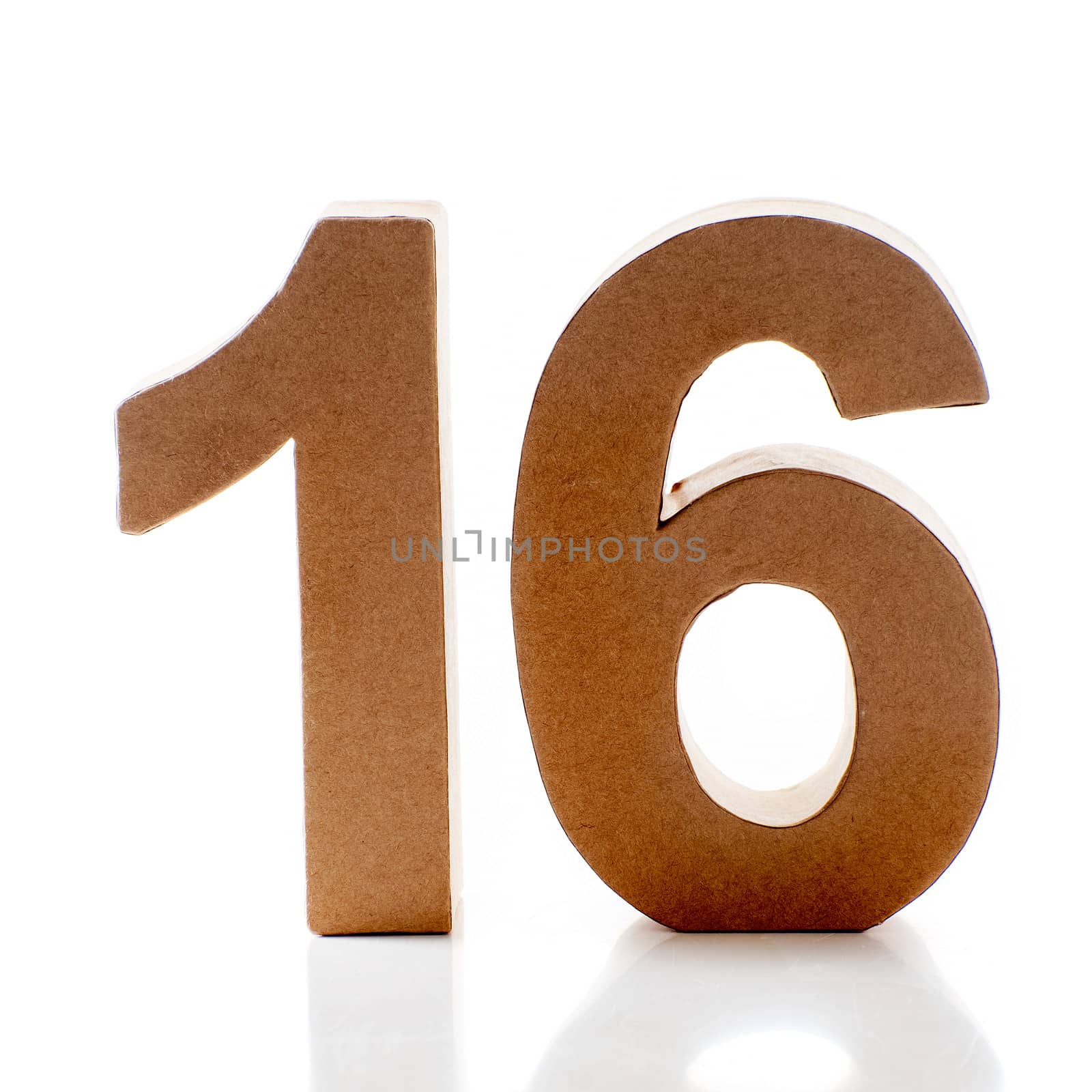 Number Sixteen on a white background