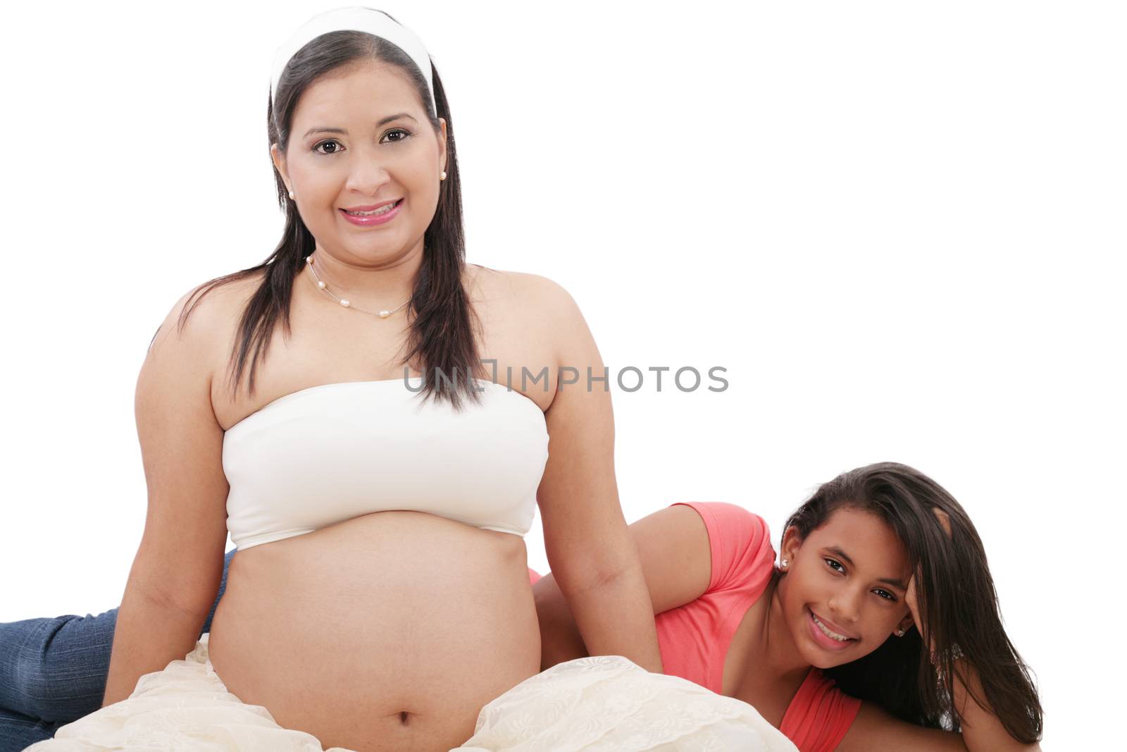 Beautiful pregnant woman with her daughter. by dacasdo