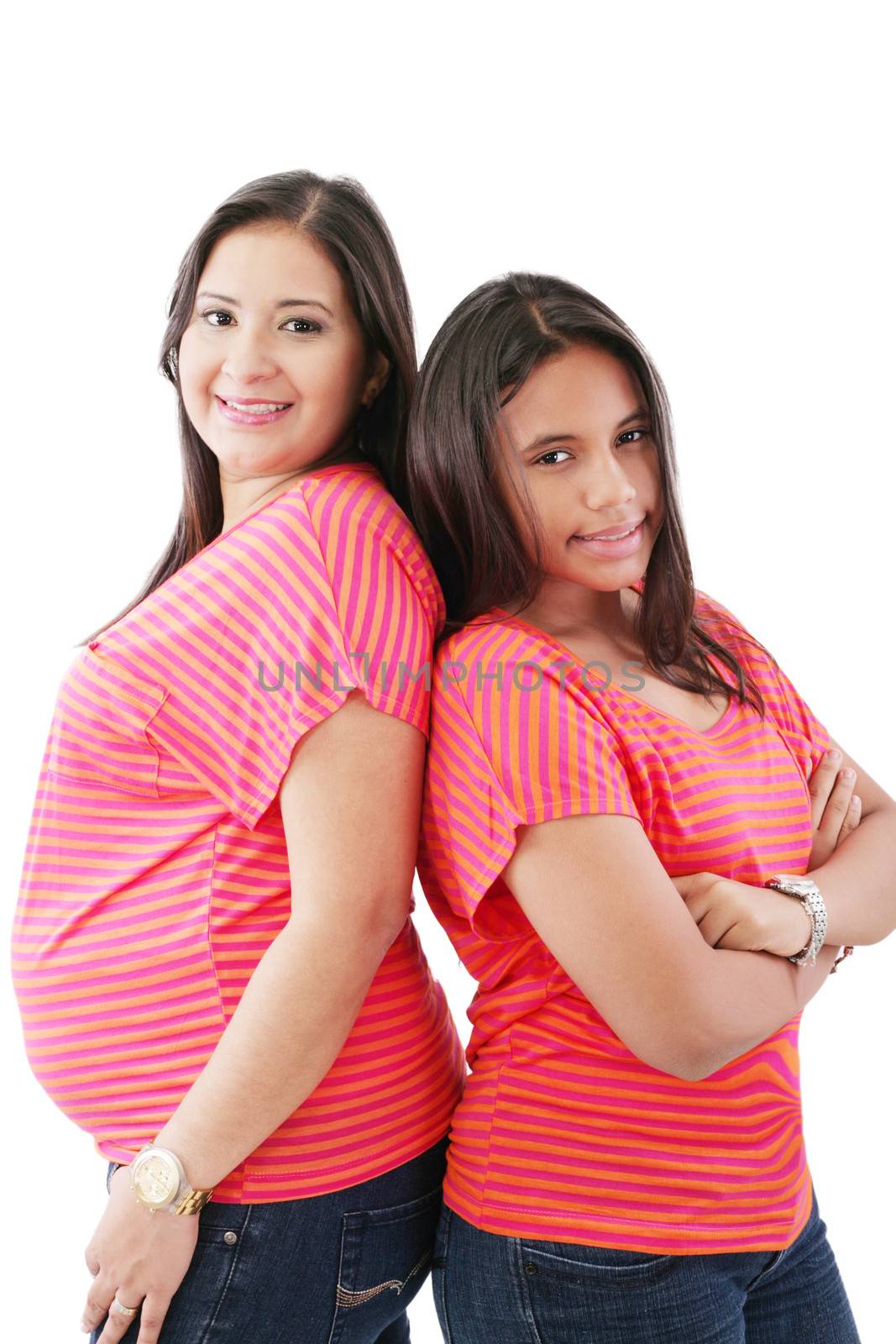 Beautiful hispanic pregnant woman with her daughter by dacasdo