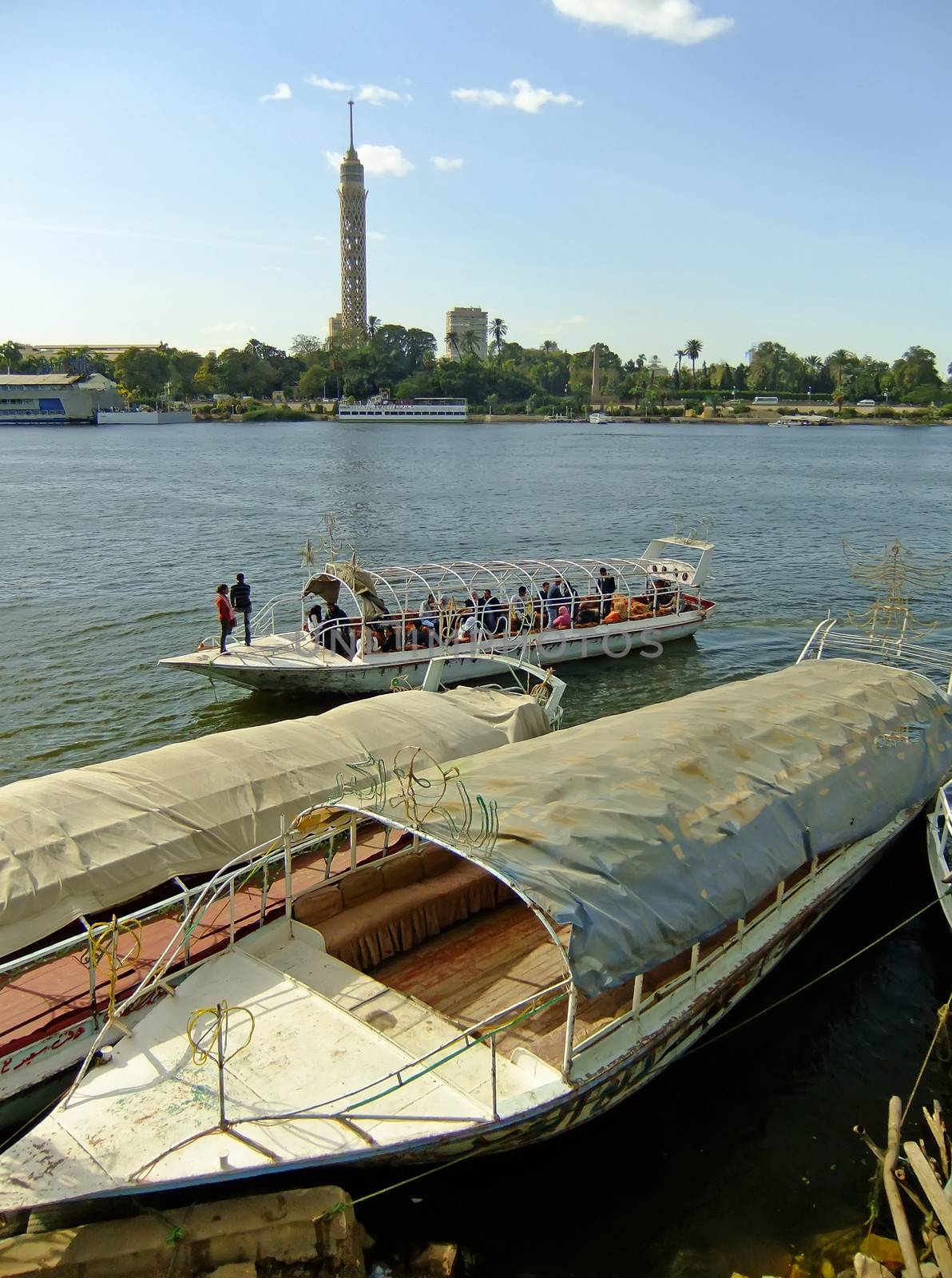 Boats on the Nile river, Cairo by donya_nedomam