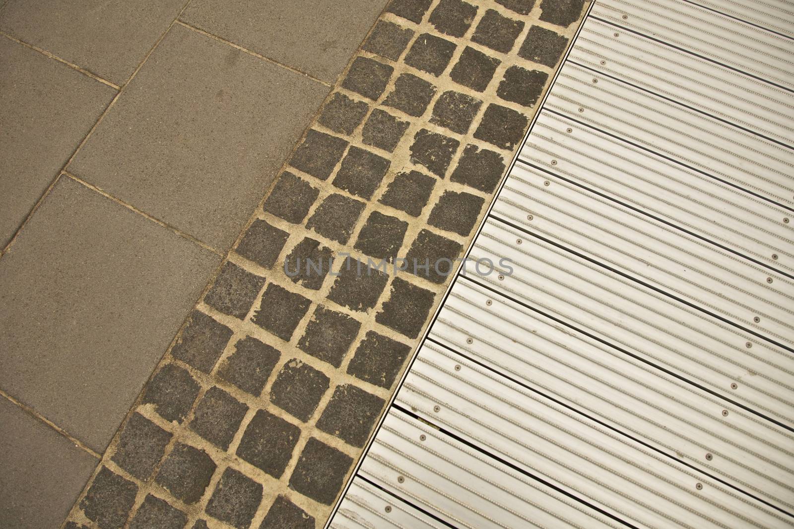 Floor With Ceramics Tiles and Metal Great Background