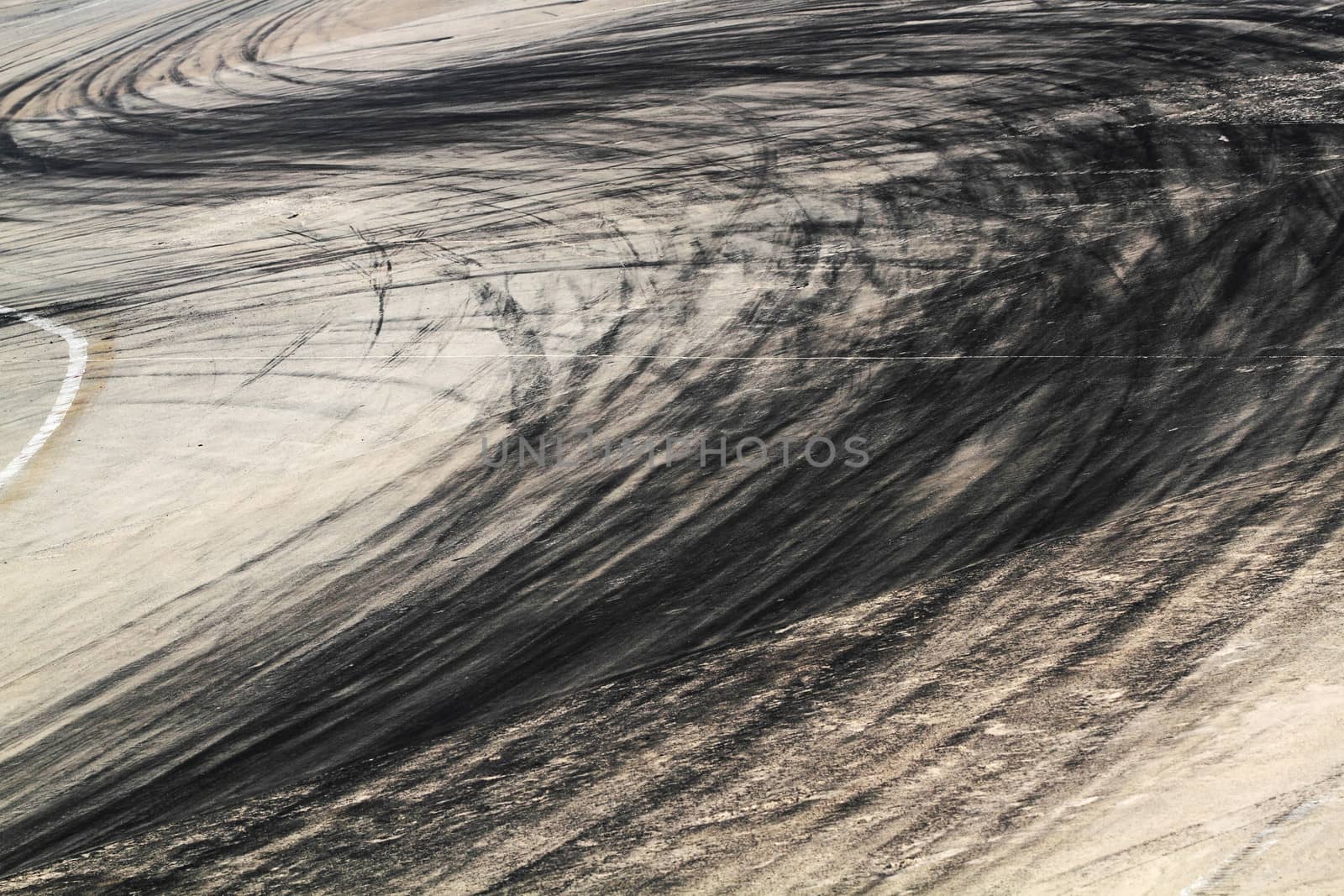Background with tire marks on road track