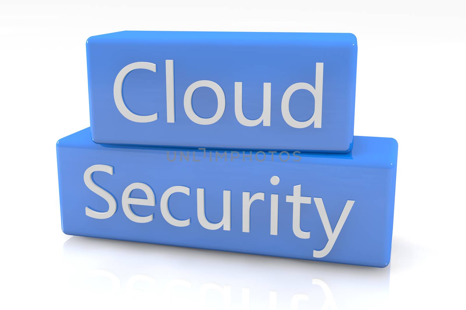 Blue box concept: Cloud Security on white background