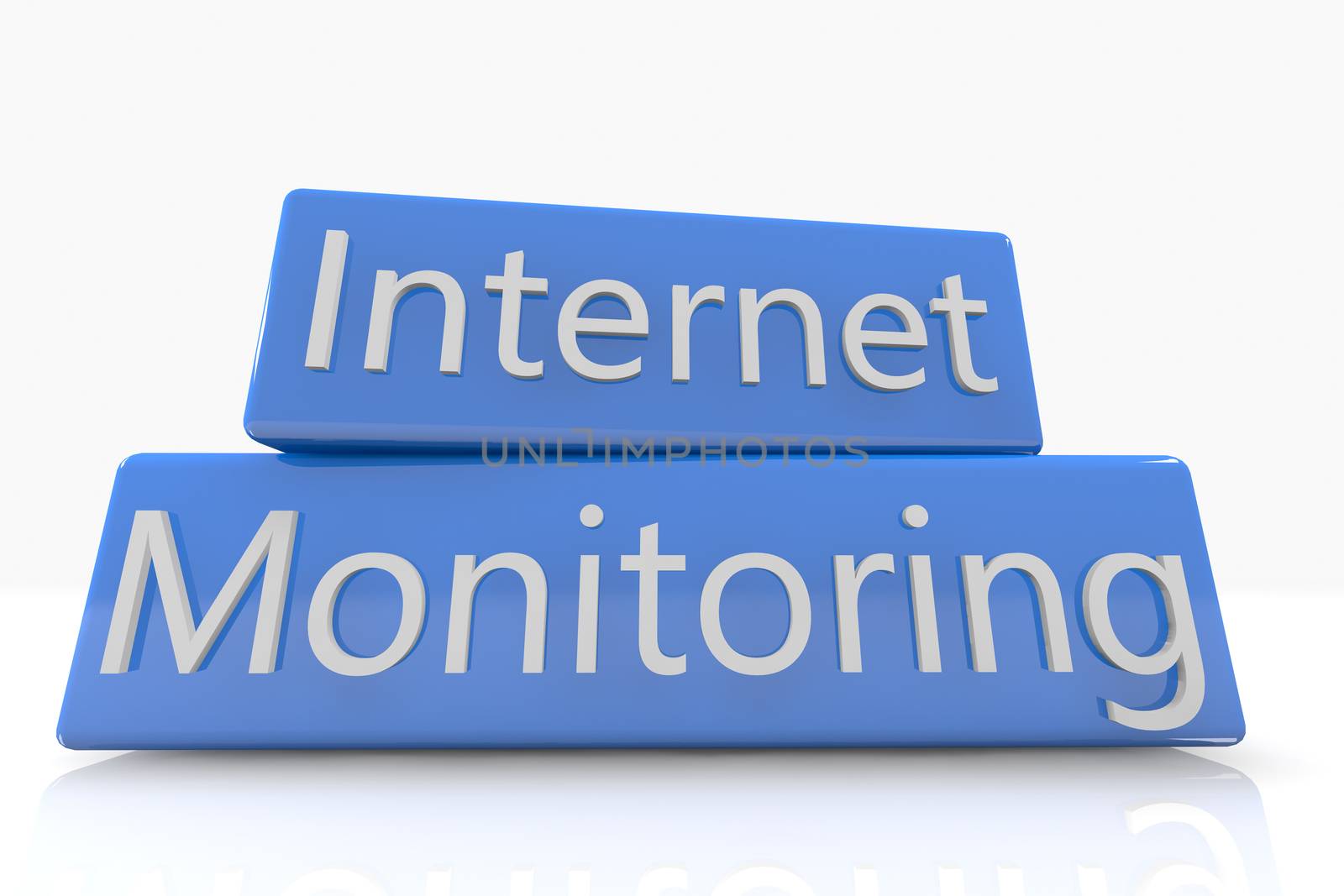 Blue box concept: Internet Monitoring on white background