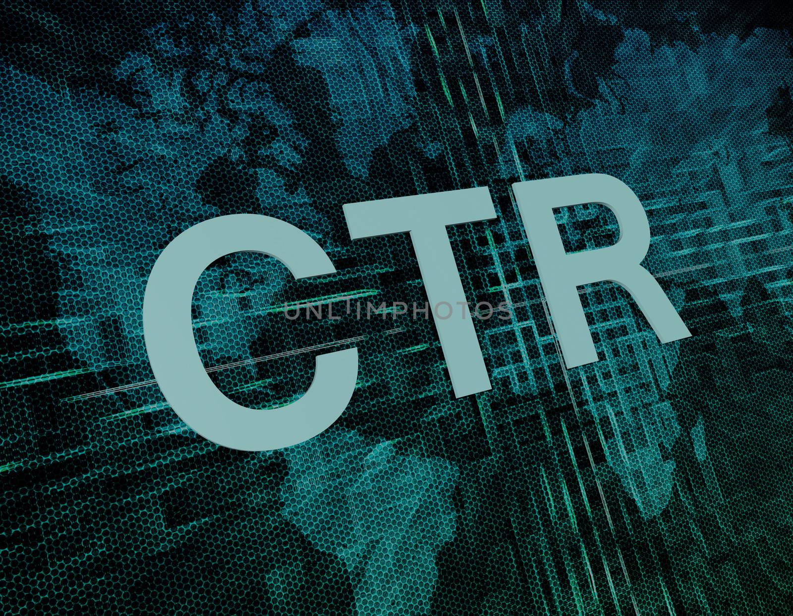 Words on digital world map concept: CTR