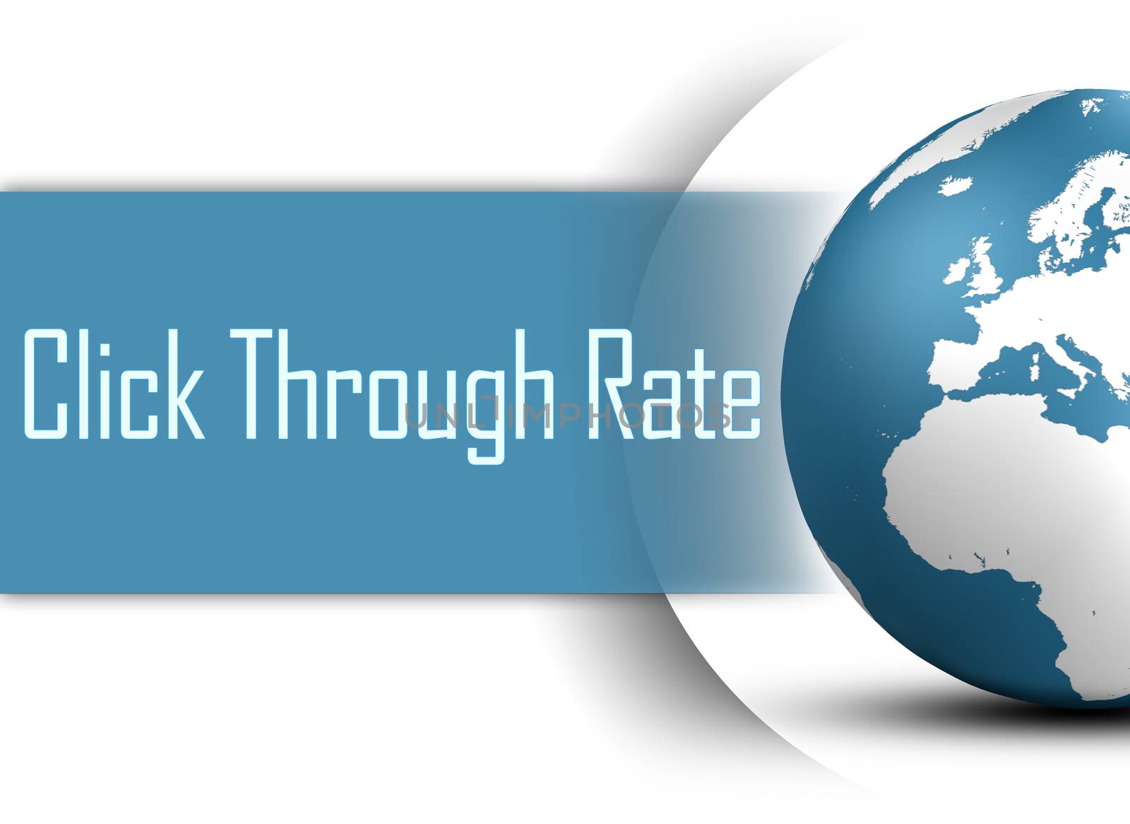 Click Through Rate concept with globe on white background