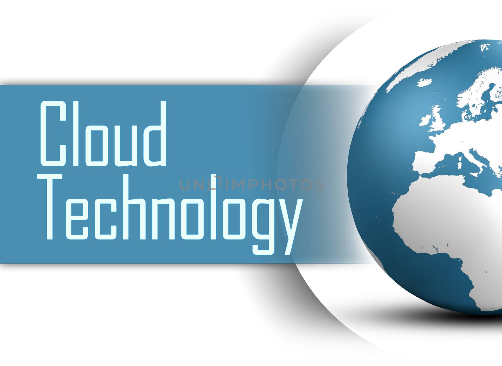Cloud Technology concept with globe on white background