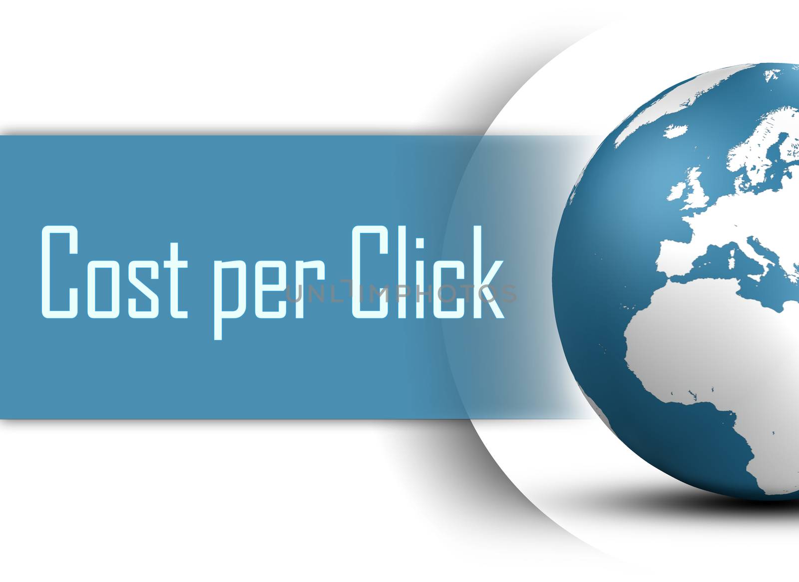 Cost per Click concept with globe on white background