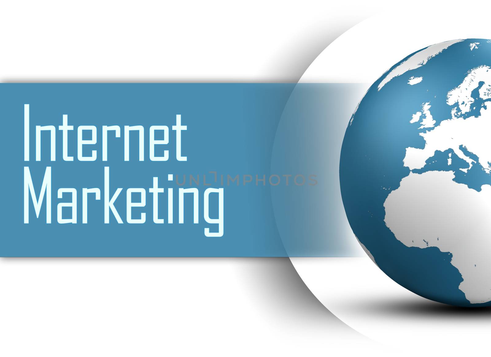 Internet Marketing concept with globe on white background