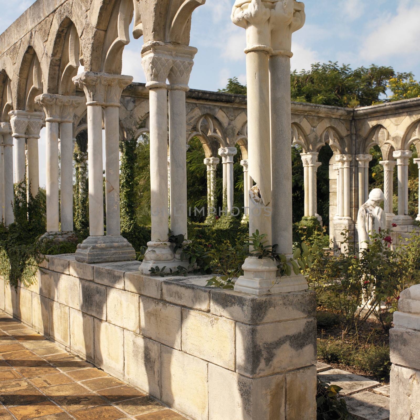 Ruins of the Cloisters on Paradise Island in the Bahamas in the Caribbean.