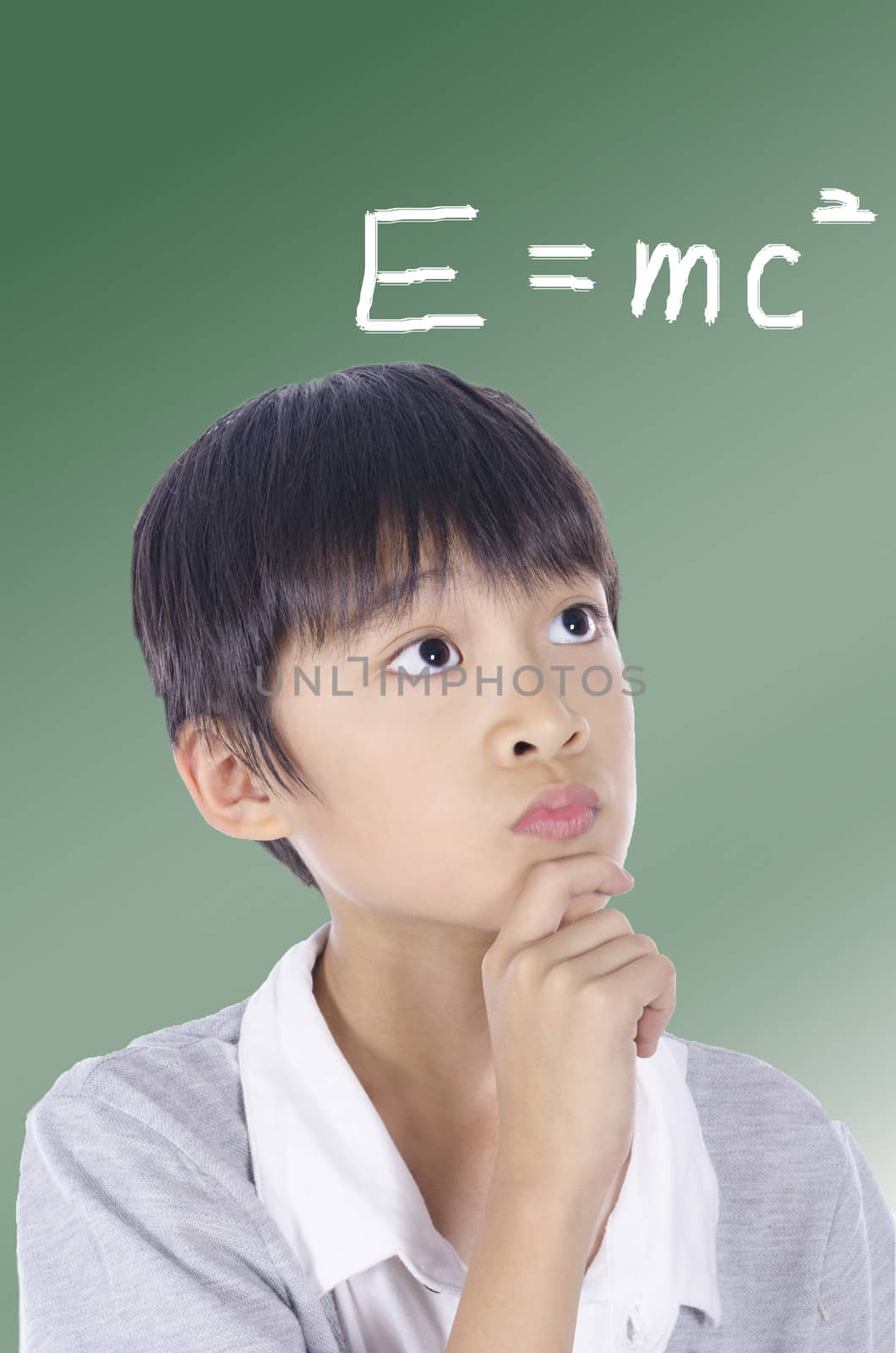 School boy is thinking the Relativity
