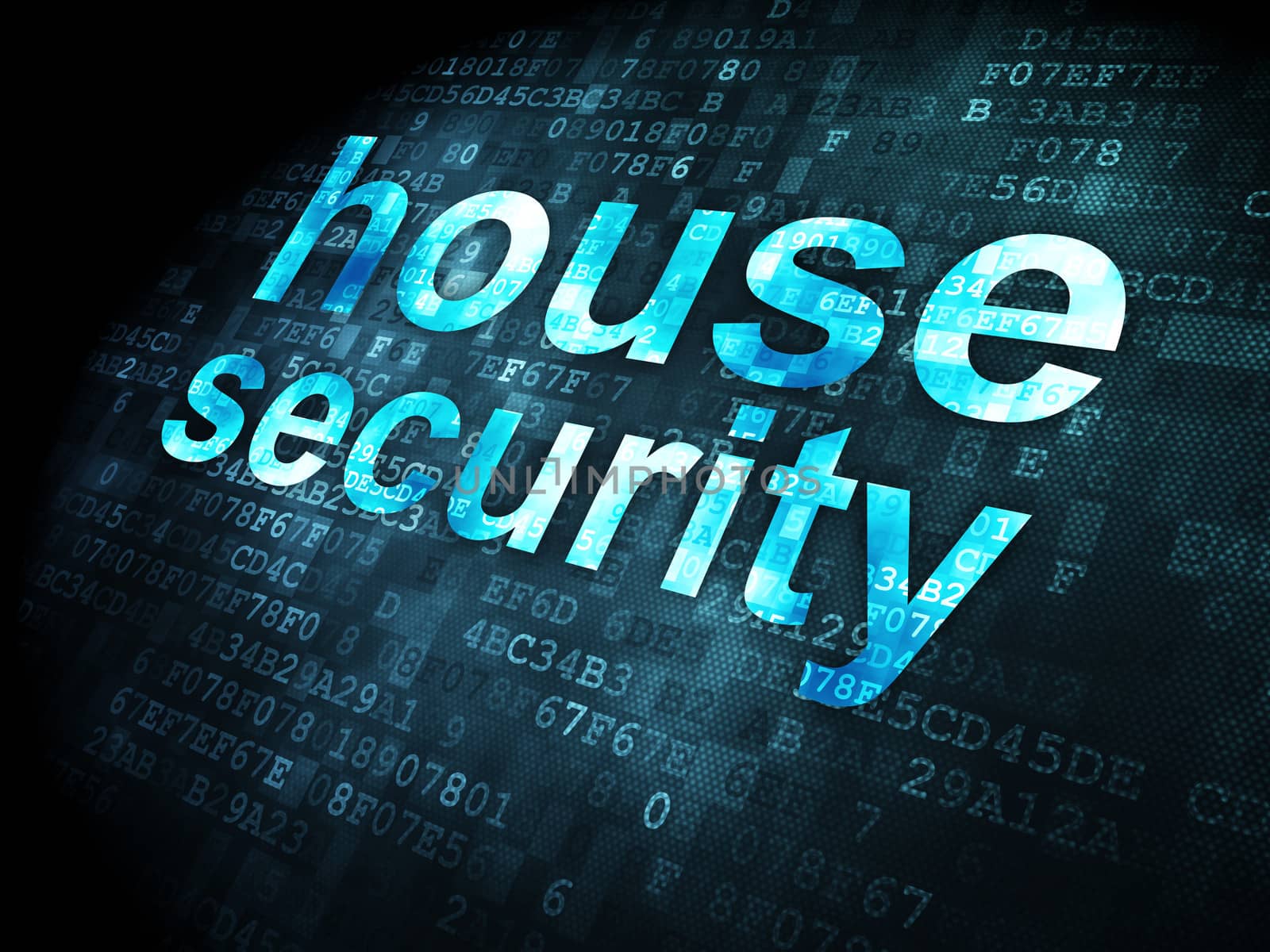 Privacy concept: pixelated words House Security on digital background, 3d render
