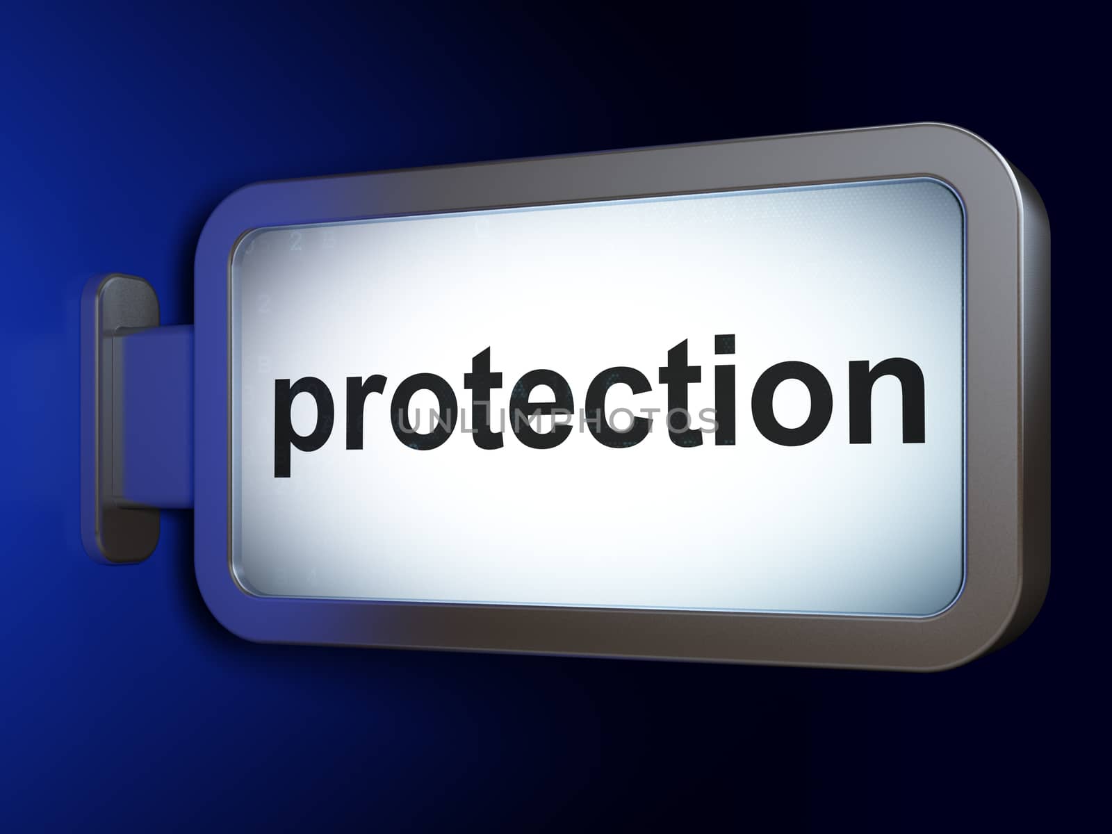 Protection concept: Protection on advertising billboard background, 3d render