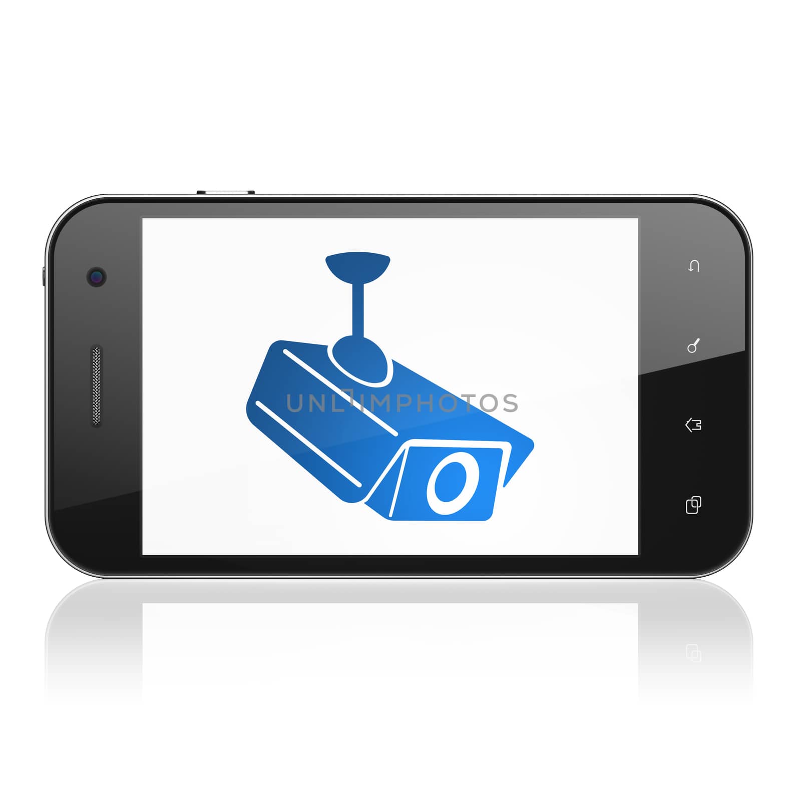 Privacy concept: Cctv Camera on smartphone by maxkabakov