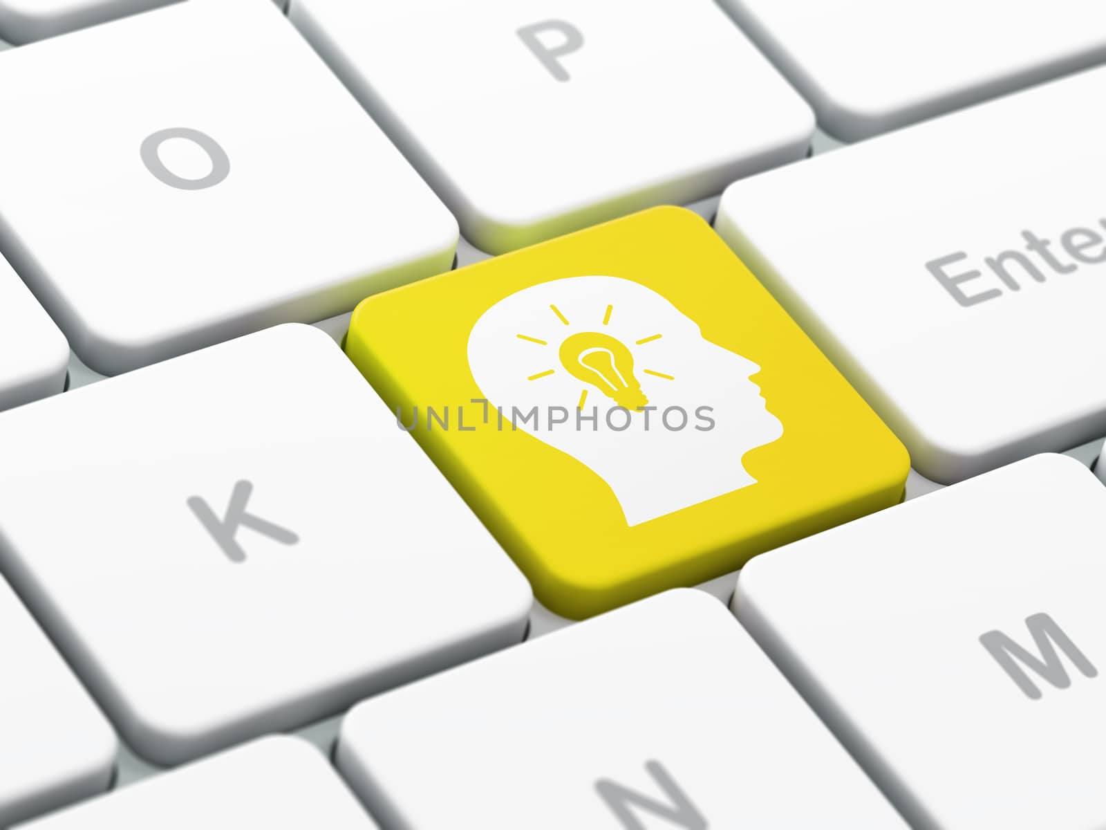 Marketing concept: Head With Light Bulb on computer keyboard bac by maxkabakov