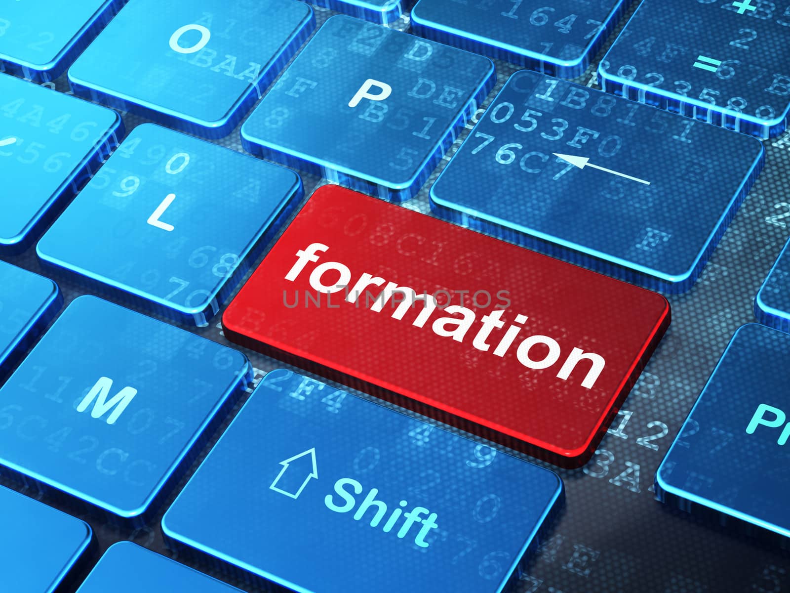Education concept: Formation on computer keyboard background by maxkabakov
