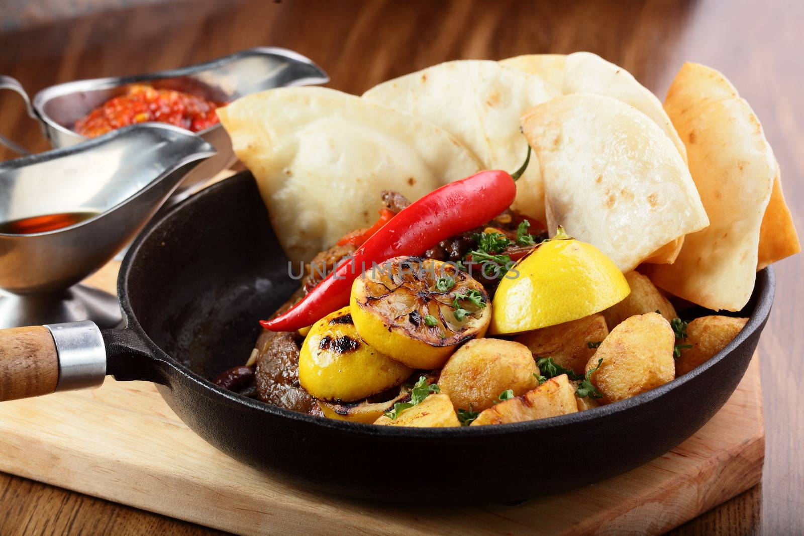 Food on wood table